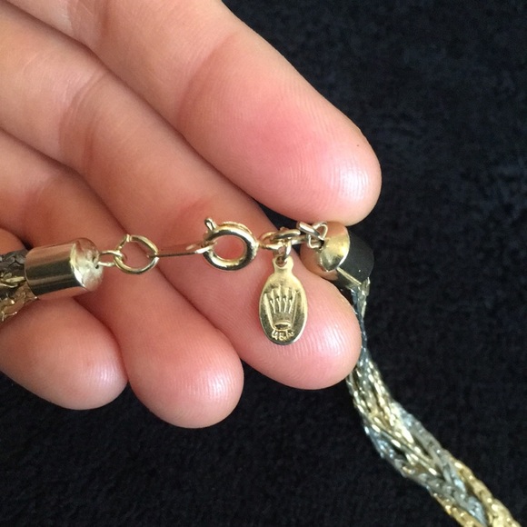 Crown Logo USA Gunmetal Silver and Gold Toned Thick Chain Necklace - Picture 5 of 13